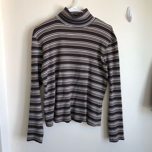 Vintage look Brown Striped Turtleneck